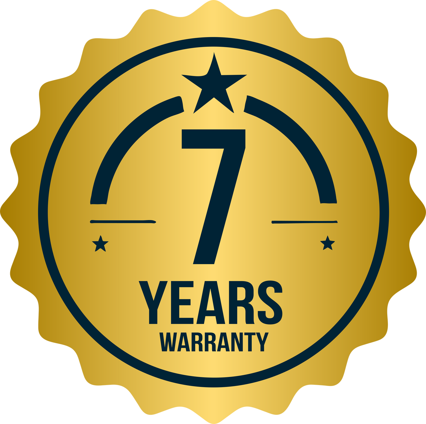 Golden 7 years warranty stamp